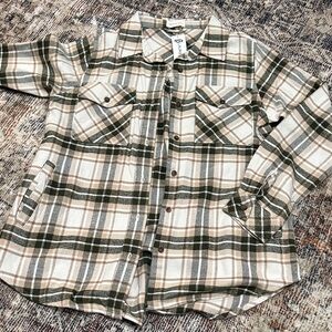 Thread & Supply Plaid Button Down Shirt in Green and Cream